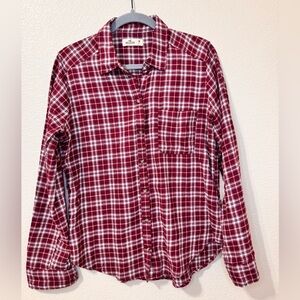 Hollister Red Plaid Flannel Shirt Size M Button Front Casual